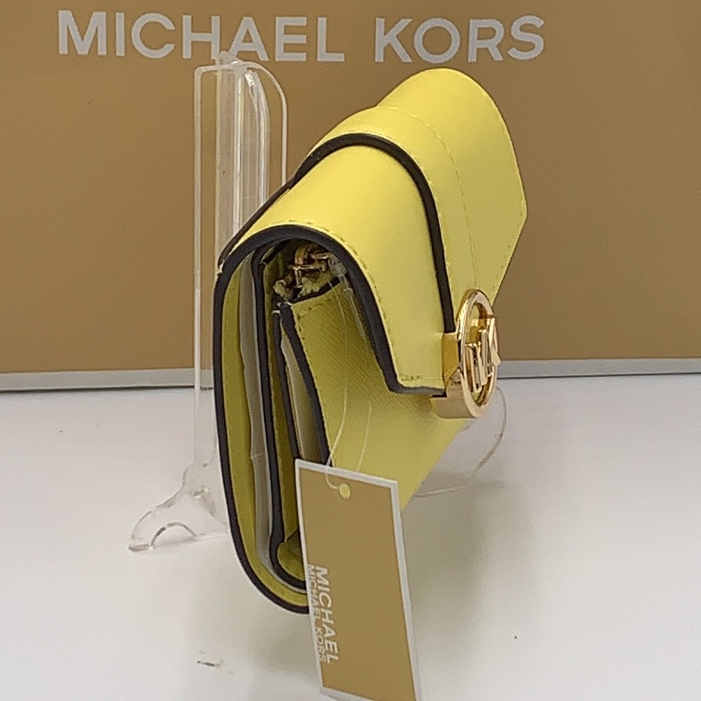 NWT MICHAEL KORS CARMEN MEDIUM FLAP BIFOLD WALLET SUNSHINE COLOR - Picture 11 of 13